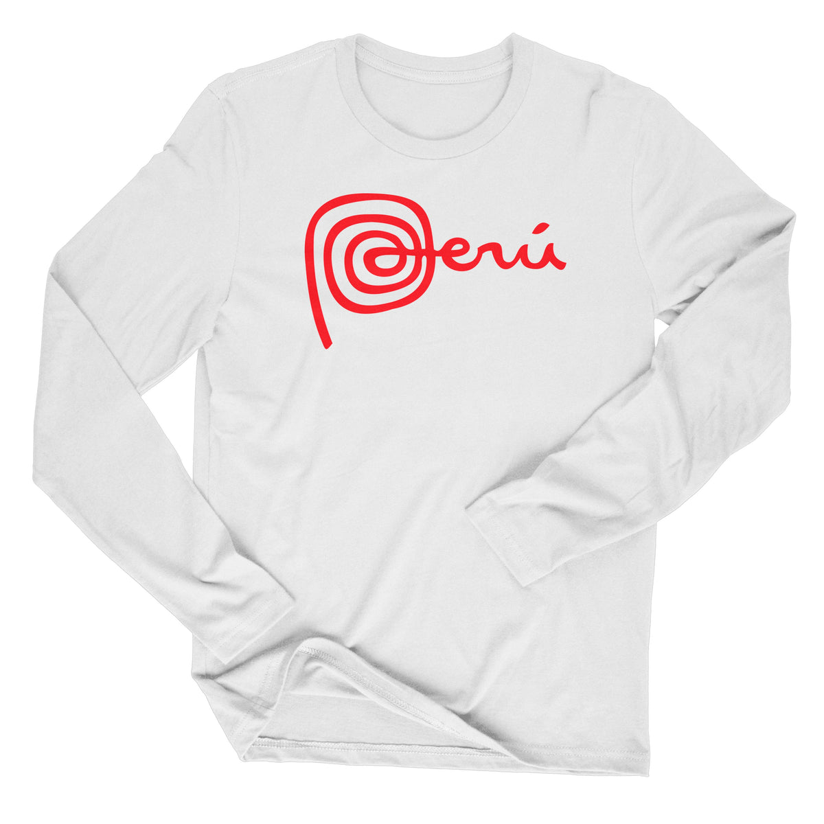 Marca Peru White Long Sleeve Crewneck Shirt for Men