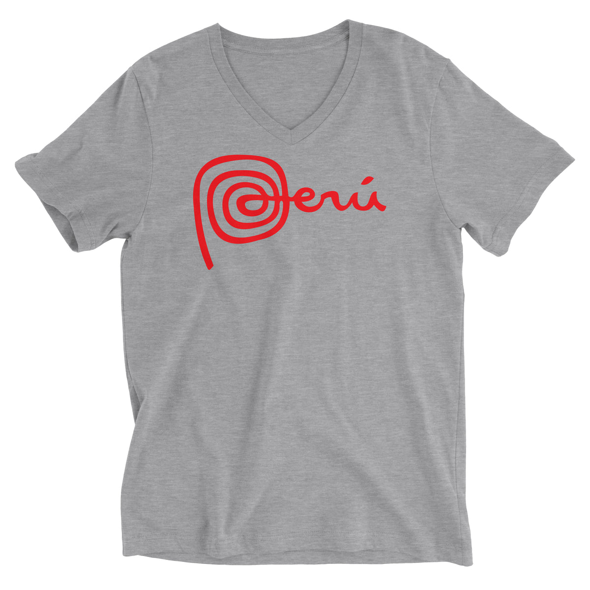 Marca Peru Heather Grey Short Sleeve V-Neck T-Shirt for Men
