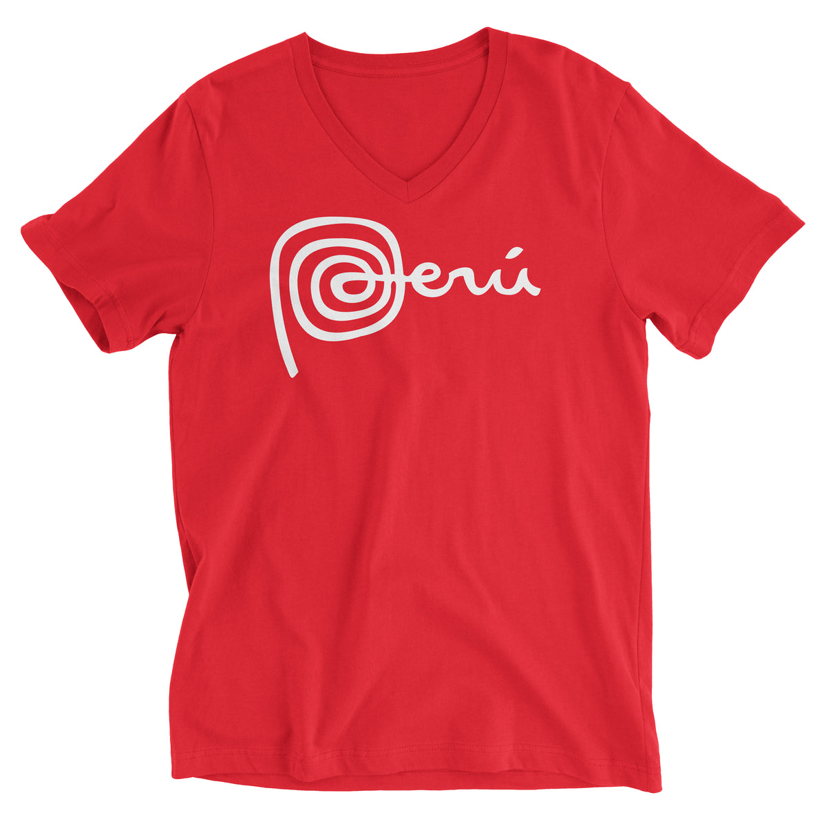 Marca Peru Red Short Sleeve V-Neck T-Shirt for Men