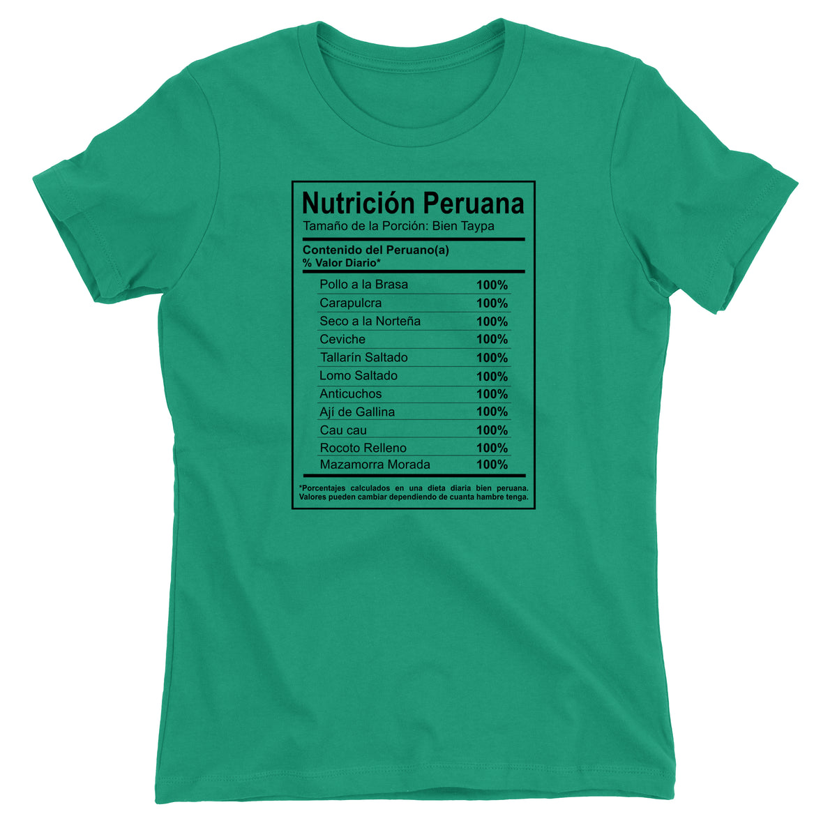 Nutrición Peruana Funny Peruvian Food Green T-Shirt for Juniors