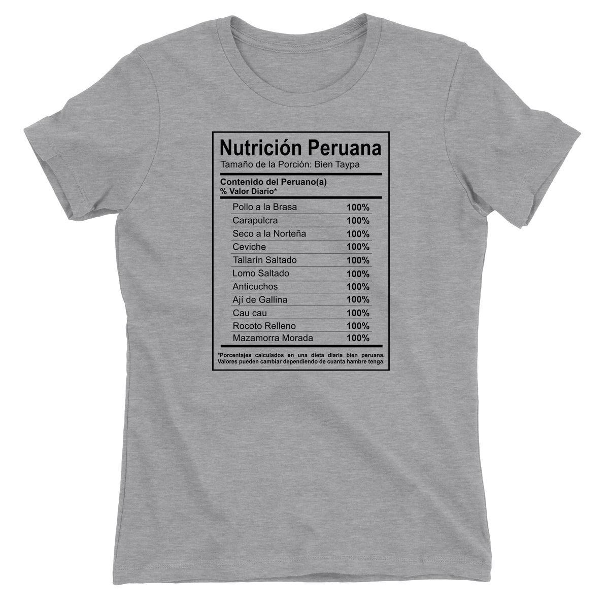 Nutrición Peruana Funny Peruvian Food Heather Grey T-Shirt for Juniors