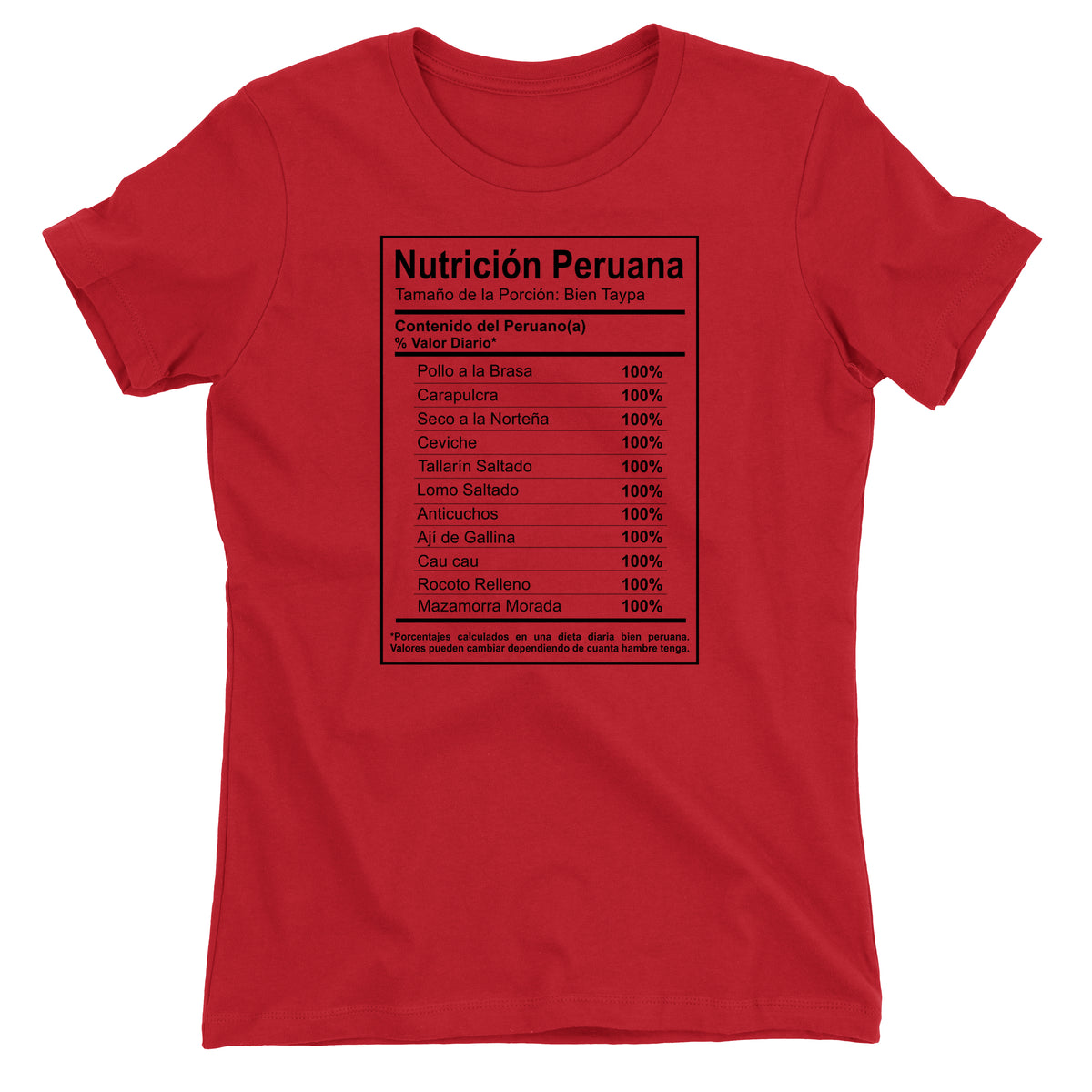 Nutrición Peruana Funny Peruvian Food Red T-Shirt for Juniors