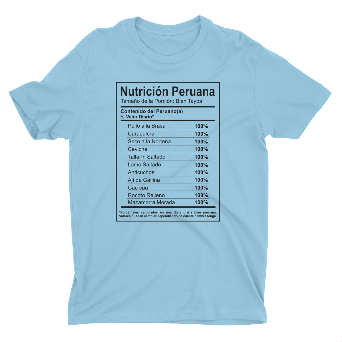 Nutrición Peruana Funny Peruvian Food Light Blue T-Shirt for Men