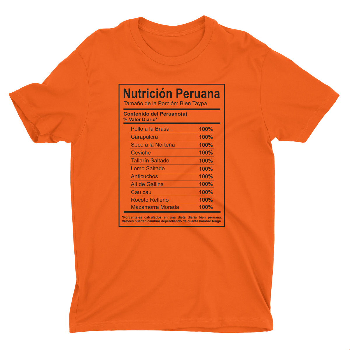 Nutrición Peruana Funny Peruvian Food Orange T-Shirt for Men