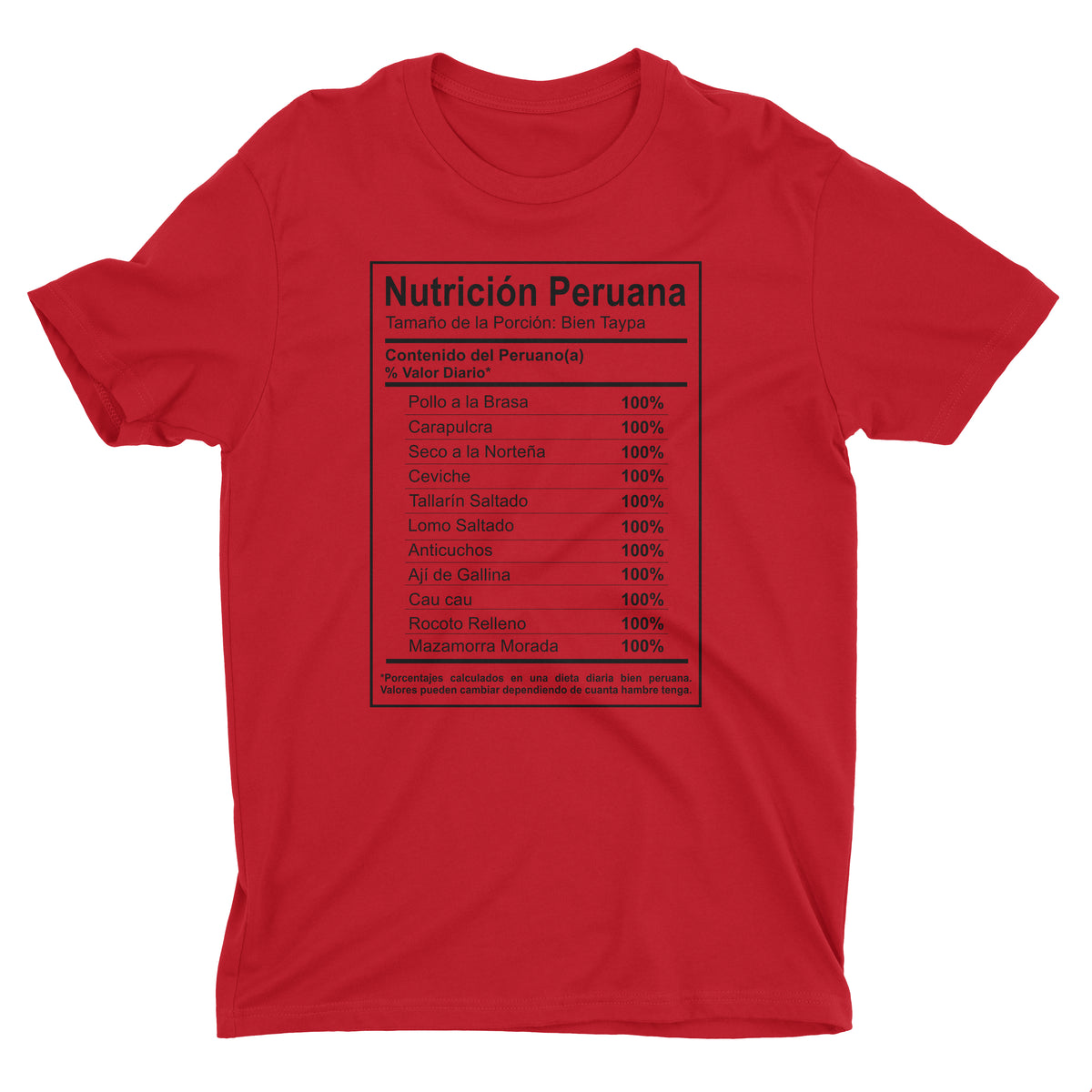 Nutrición Peruana Funny Peruvian Food Red T-Shirt for Men