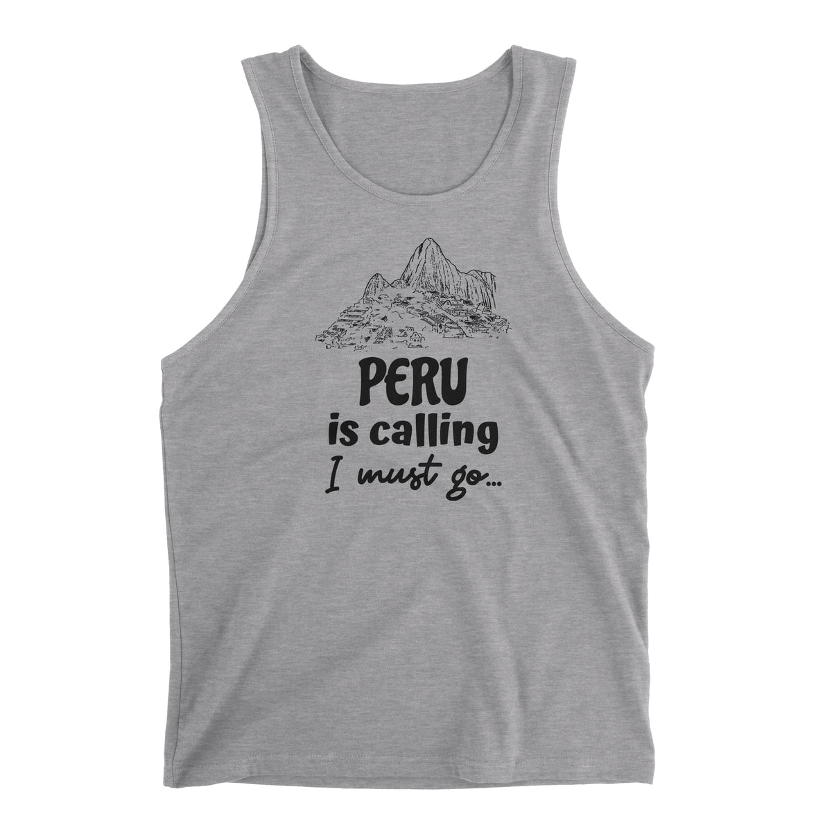 Peru is Calling I Must Go Machu Picchu Heather Grey Tank Top for Men