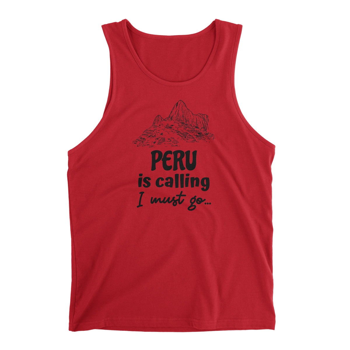 Peru is Calling I Must Go Machu Picchu Red Tank Top for Men