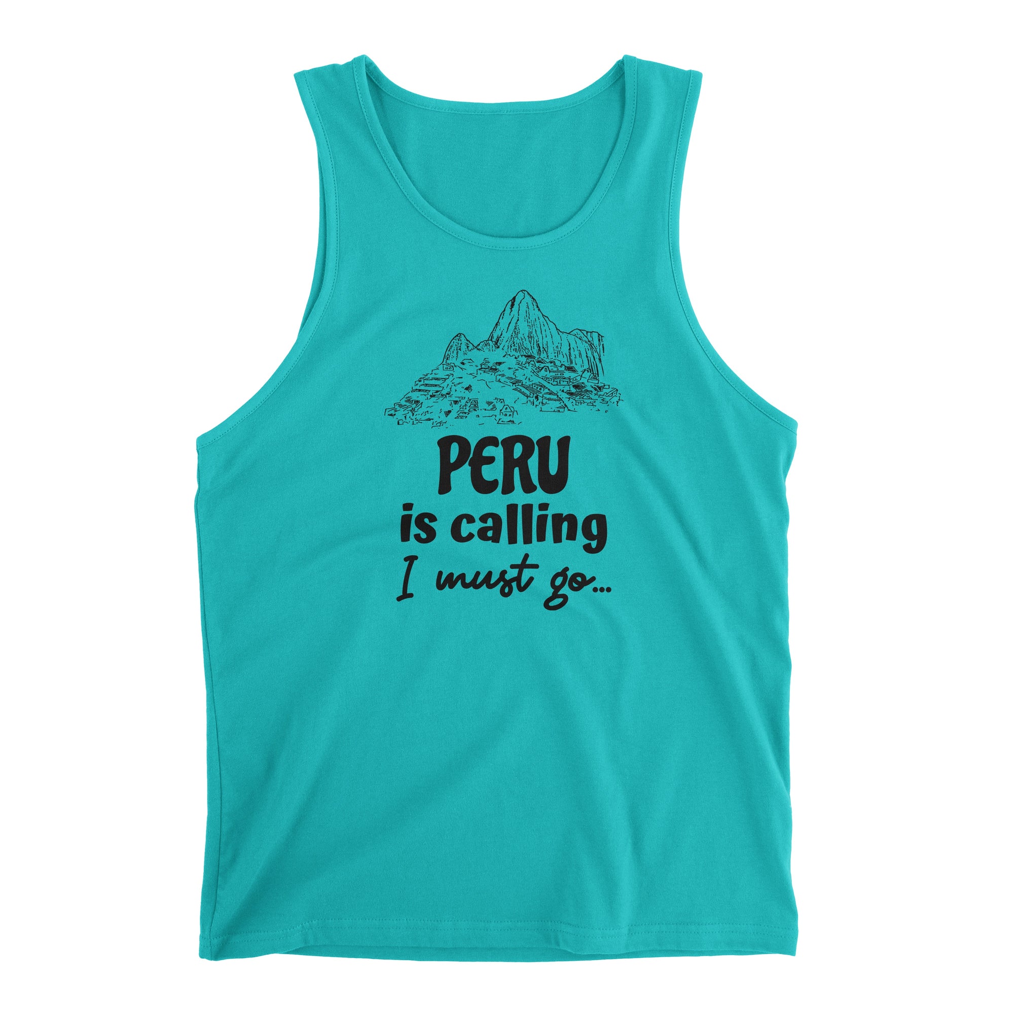 Peru is Calling I Must Go Machu Picchu Tahiti Blue Tank Top for Men