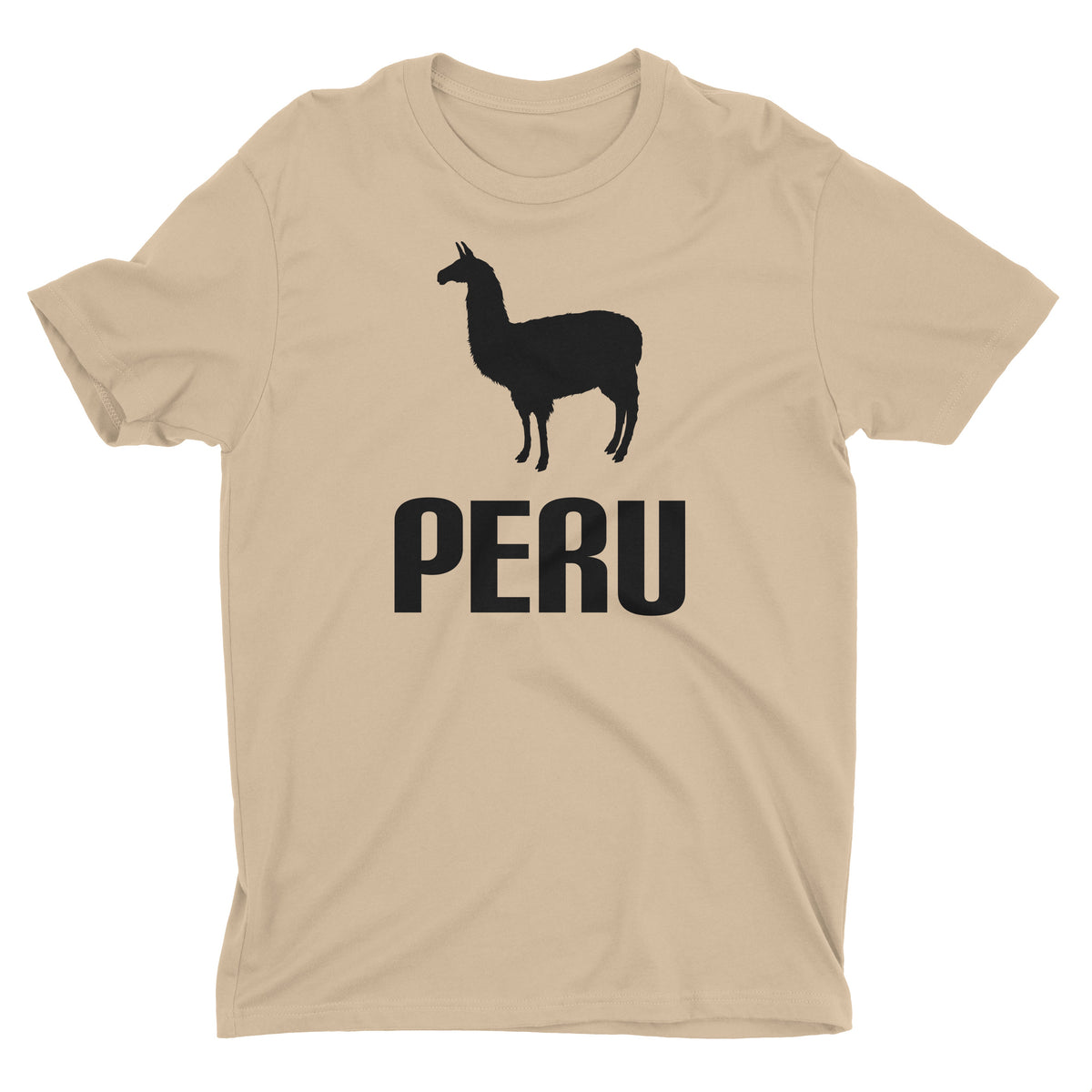 Peru Llama Beige Short Sleeve Crewneck T-Shirt for Men
