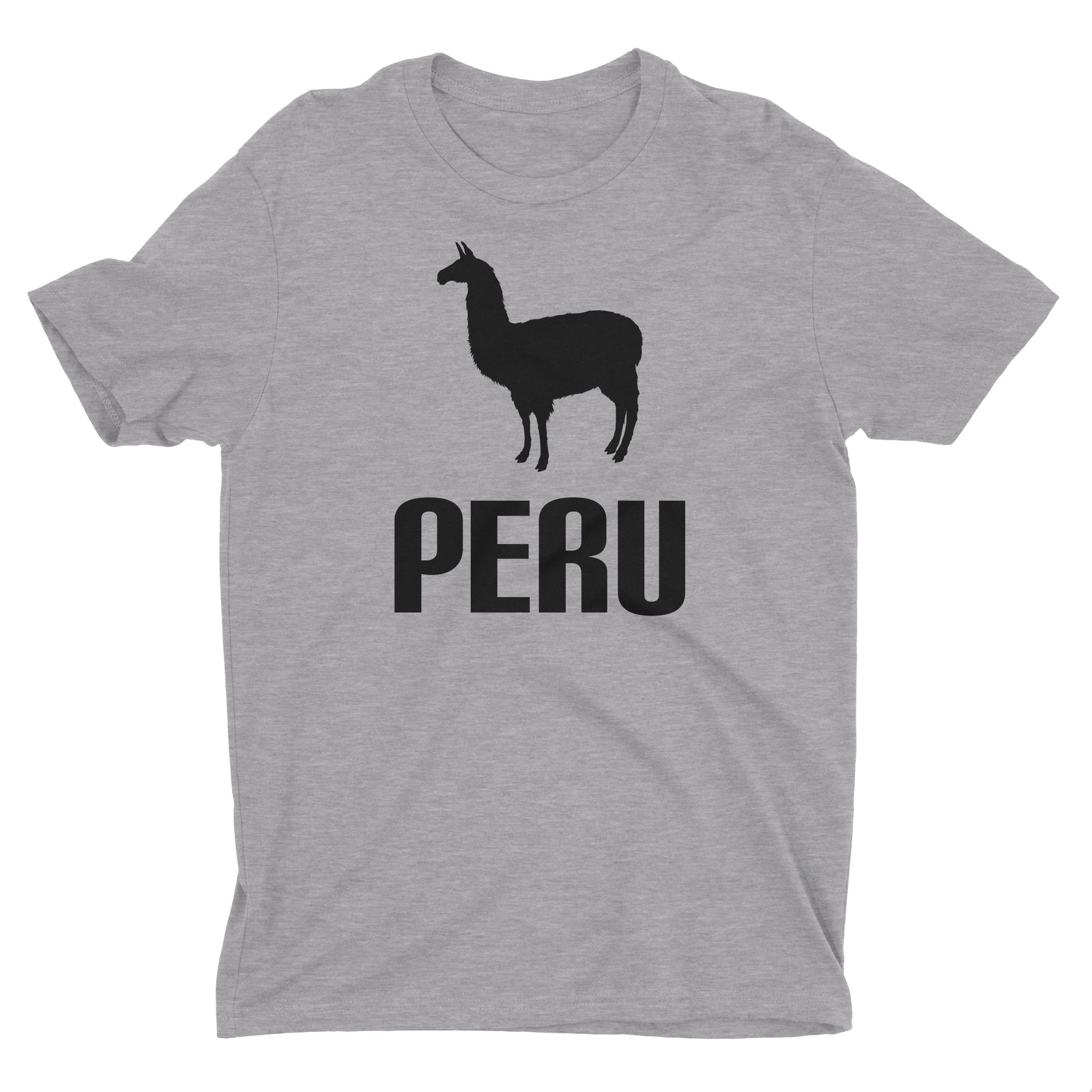 Peru Llama Heather Grey Short Sleeve Crewneck T-Shirt for Men
