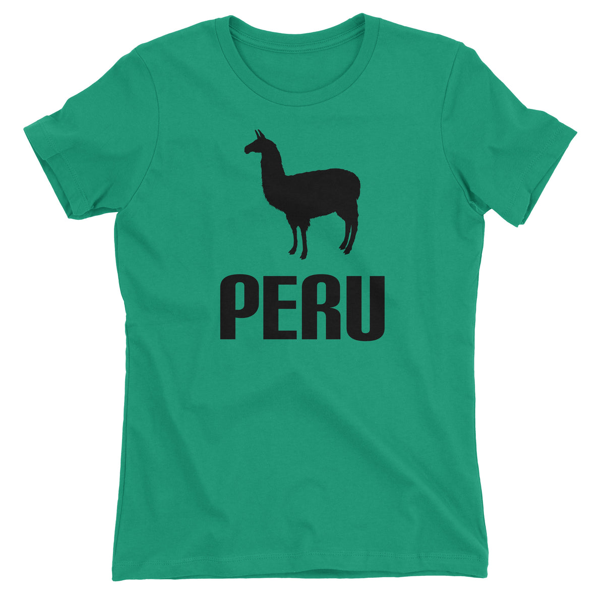 Peru Llama Green Short Sleeve Crewneck T-Shirt for Juniors