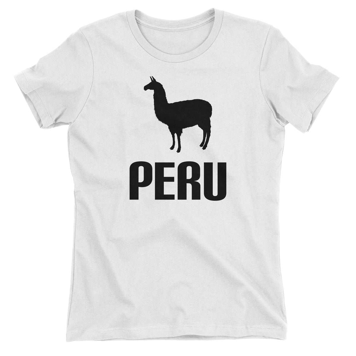 Peru Llama White Short Sleeve Crewneck T-Shirt for Juniors