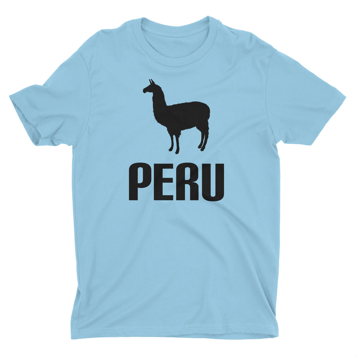 Peru Llama Light Blue Short Sleeve Crewneck T-Shirt for Men