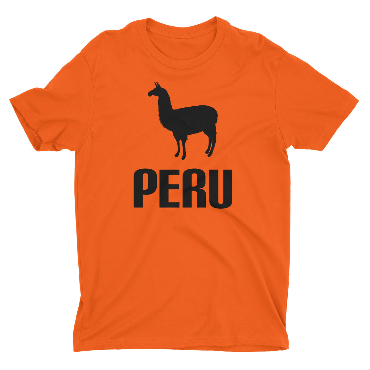 Peru Llama Orange Short Sleeve Crewneck T-Shirt for Men