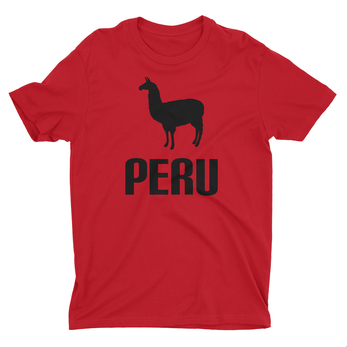 Peru Llama Red Short Sleeve Crewneck T-Shirt for Men