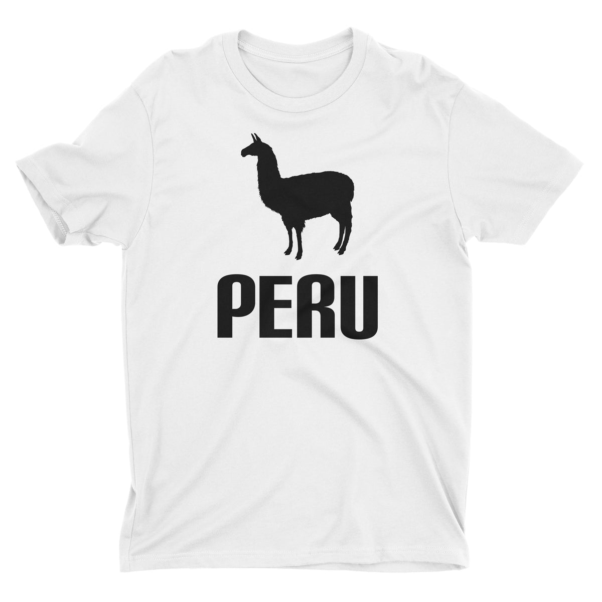 Peru Llama White Short Sleeve Crewneck T-Shirt for Men