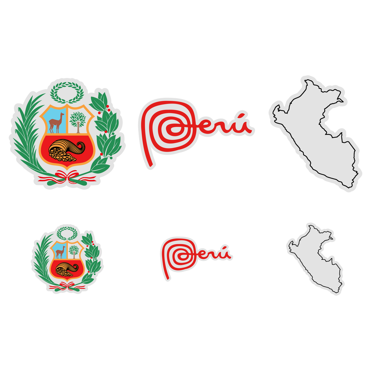 Peru Stickers | Escudo, Marca Peru, Map | 6 Pack