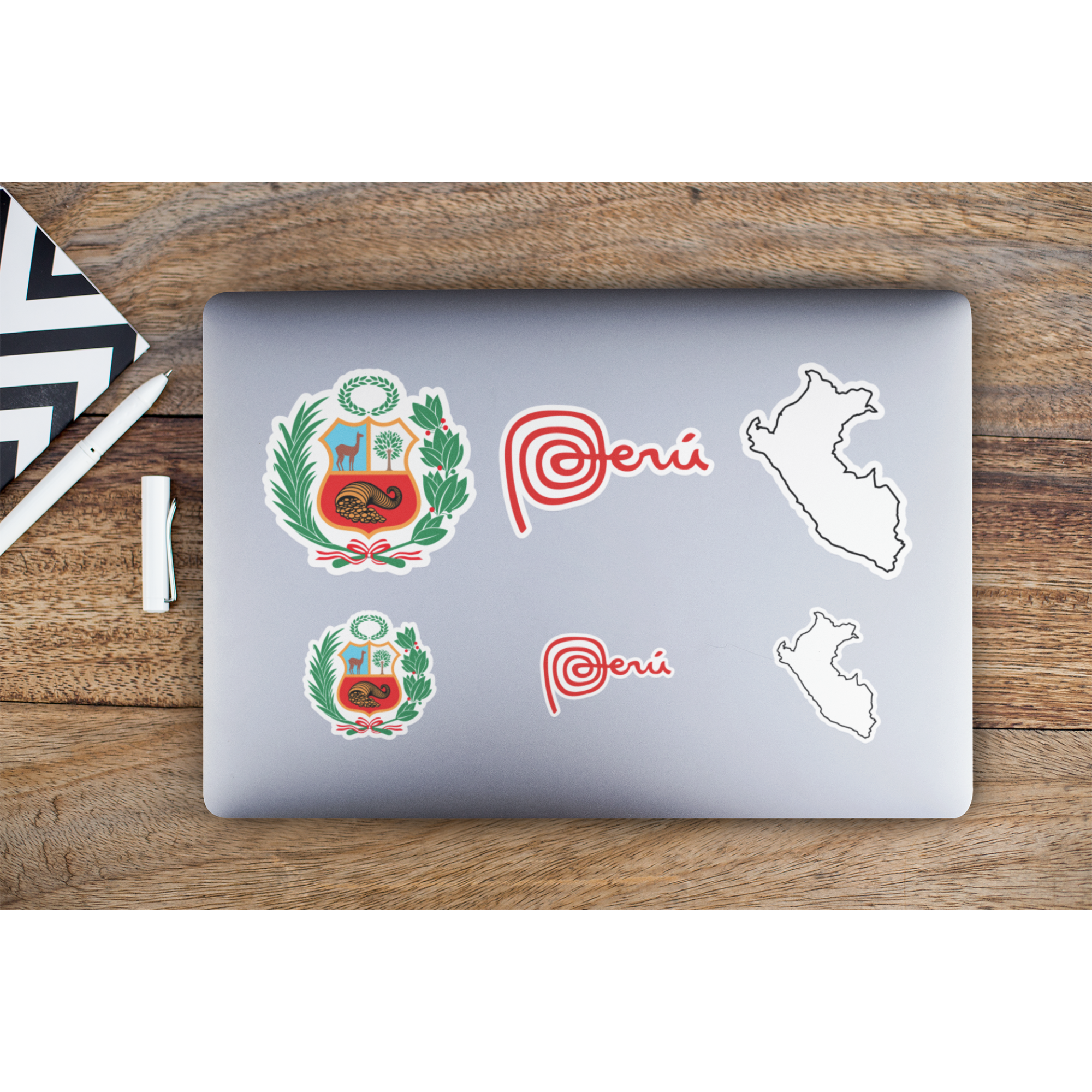 Peru Stickers | Escudo, Marca Peru, Map | 6 Pack on Laptop