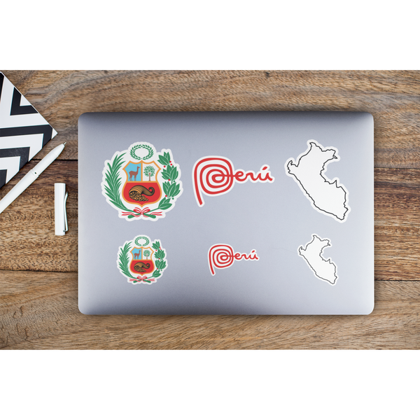 Peru Stickers | Escudo, Marca Peru, Map | 6 Pack | PeruCoUSA