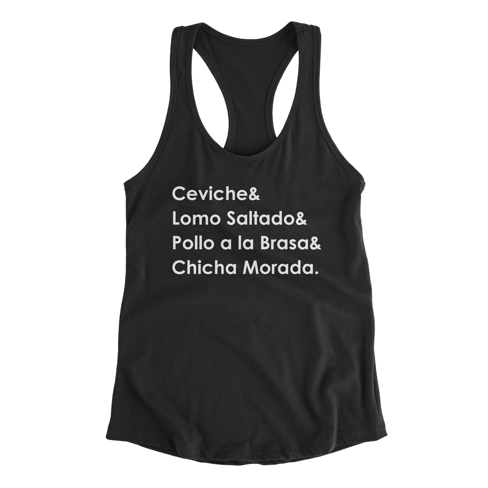 Peruvian Food Black Tank Top for Women - Ceviche, Lomo Saltado, Pollo a la Brasa, Chicha Morada