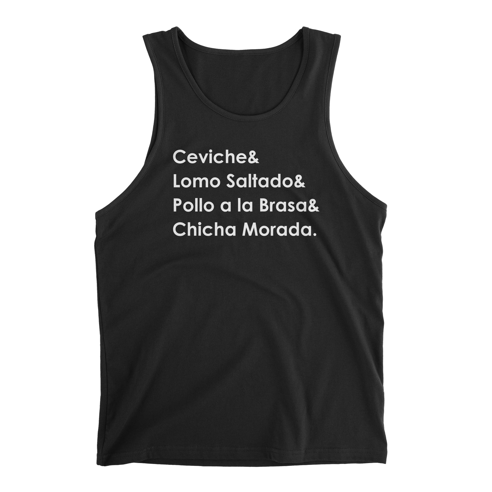 Peruvian Food Black Tank Top for Men - Ceviche, Lomo Saltado, Pollo a la Brasa, Chicha Morada