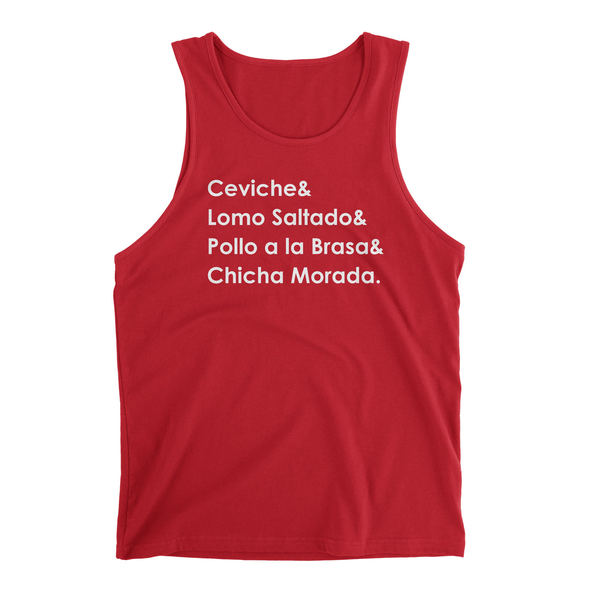 Peruvian Food Red Tank Top for Men - Ceviche, Lomo Saltado, Pollo a la Brasa, Chicha Morada