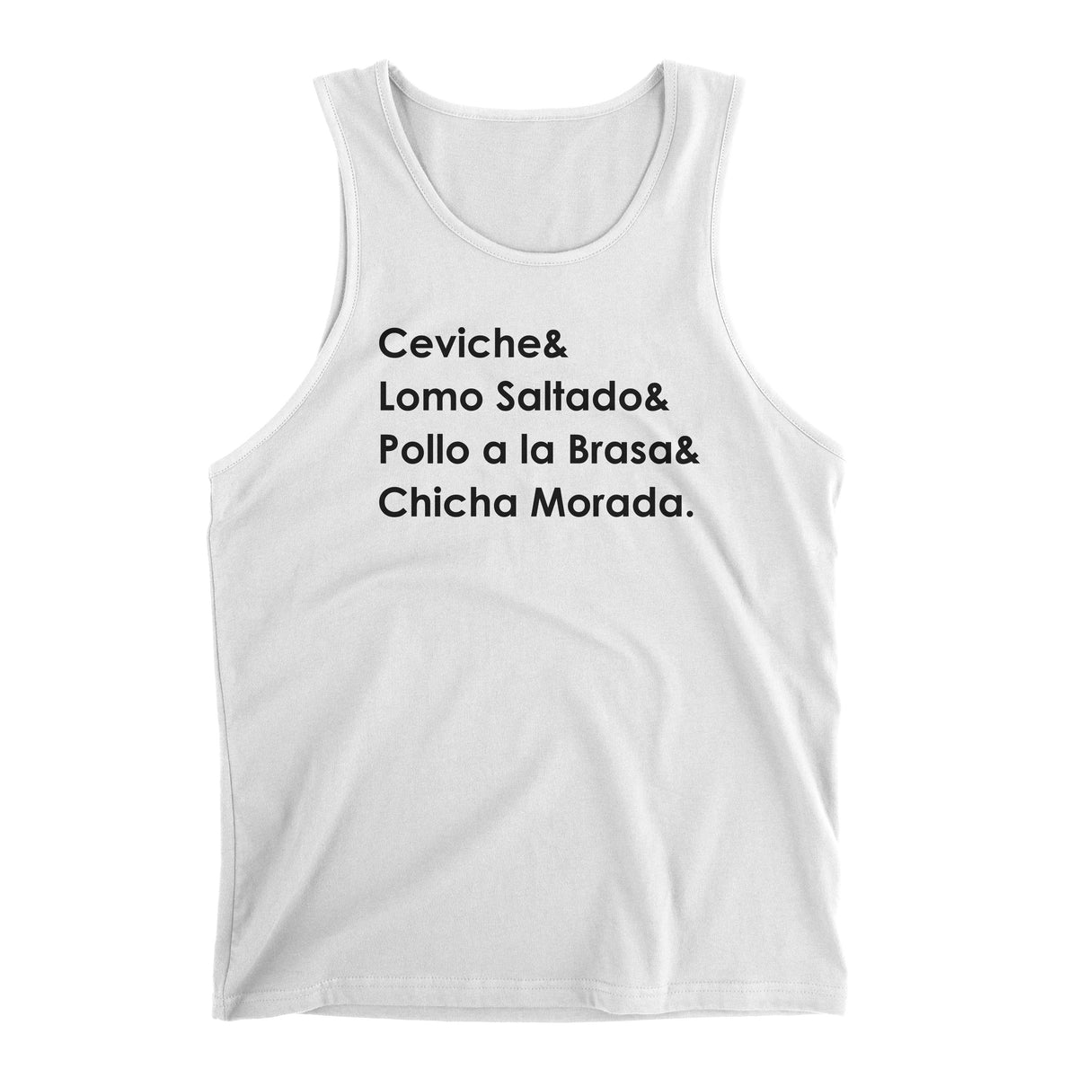 Peruvian Food White Tank Top for Men - Ceviche, Lomo Saltado, Pollo a la Brasa, Chicha Morada