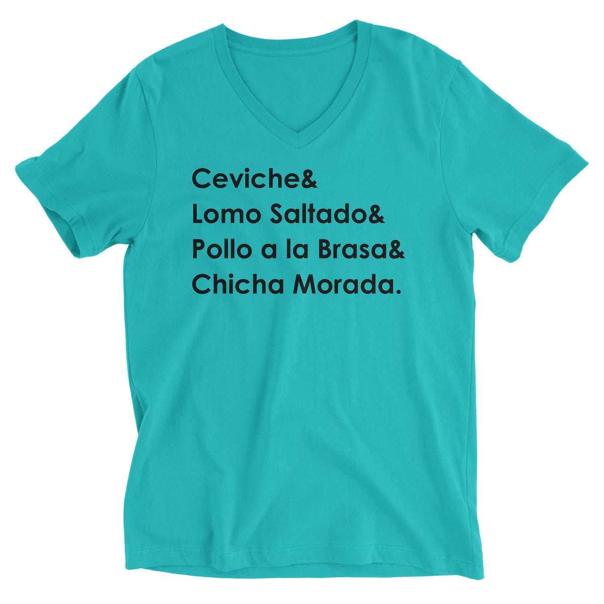 Peruvian Food Tahiti Blue V-Neck T-Shirt - Ceviche, Lomo Saltado, Pollo a la Brasa, Chicha Morada