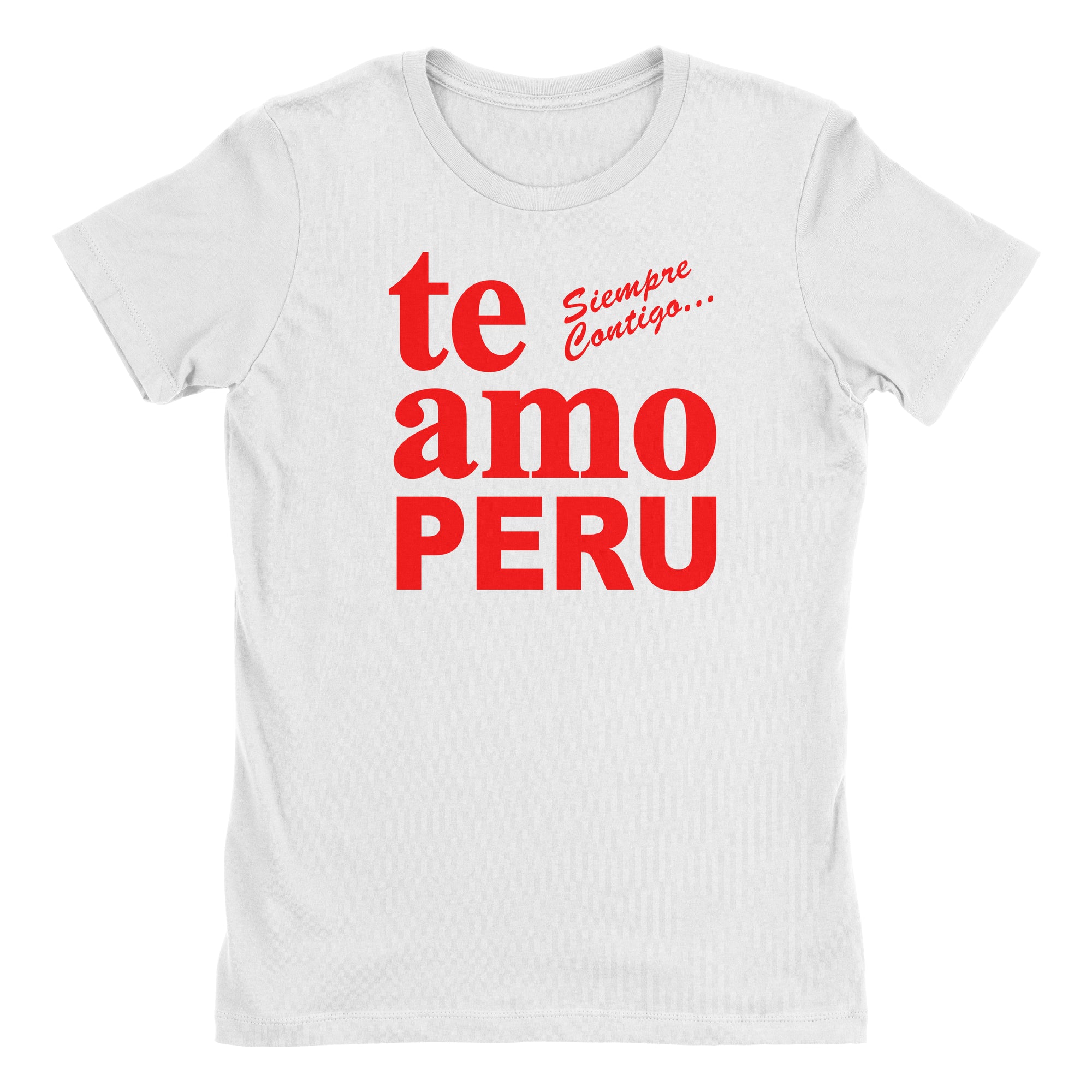 Te Amo Peru Siempre Contigo White Short Sleeve Crewneck T-Shirt for Juniors