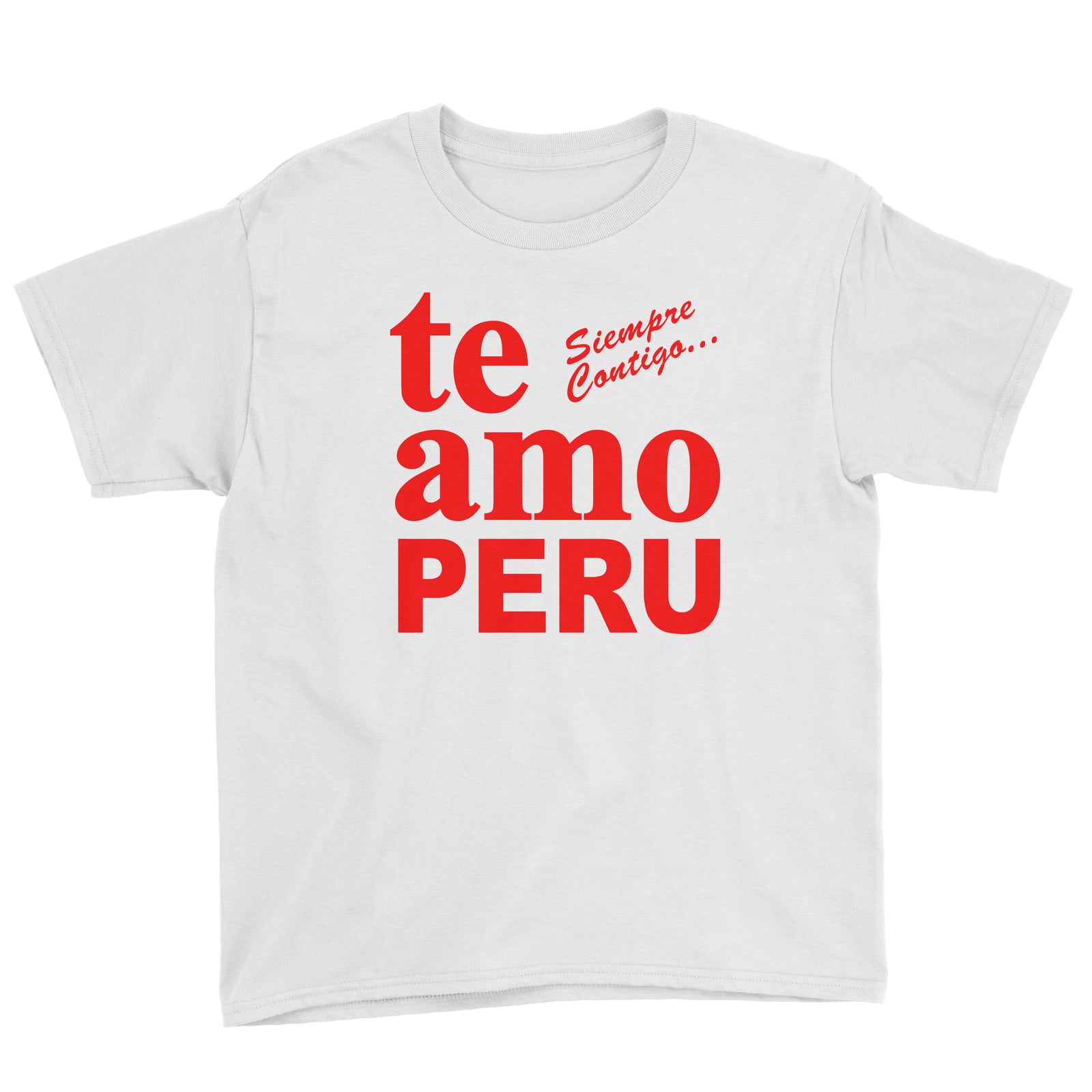 Te Amo Peru Siempre Contigo White Short Sleeve Crewneck T-Shirt for Kids
