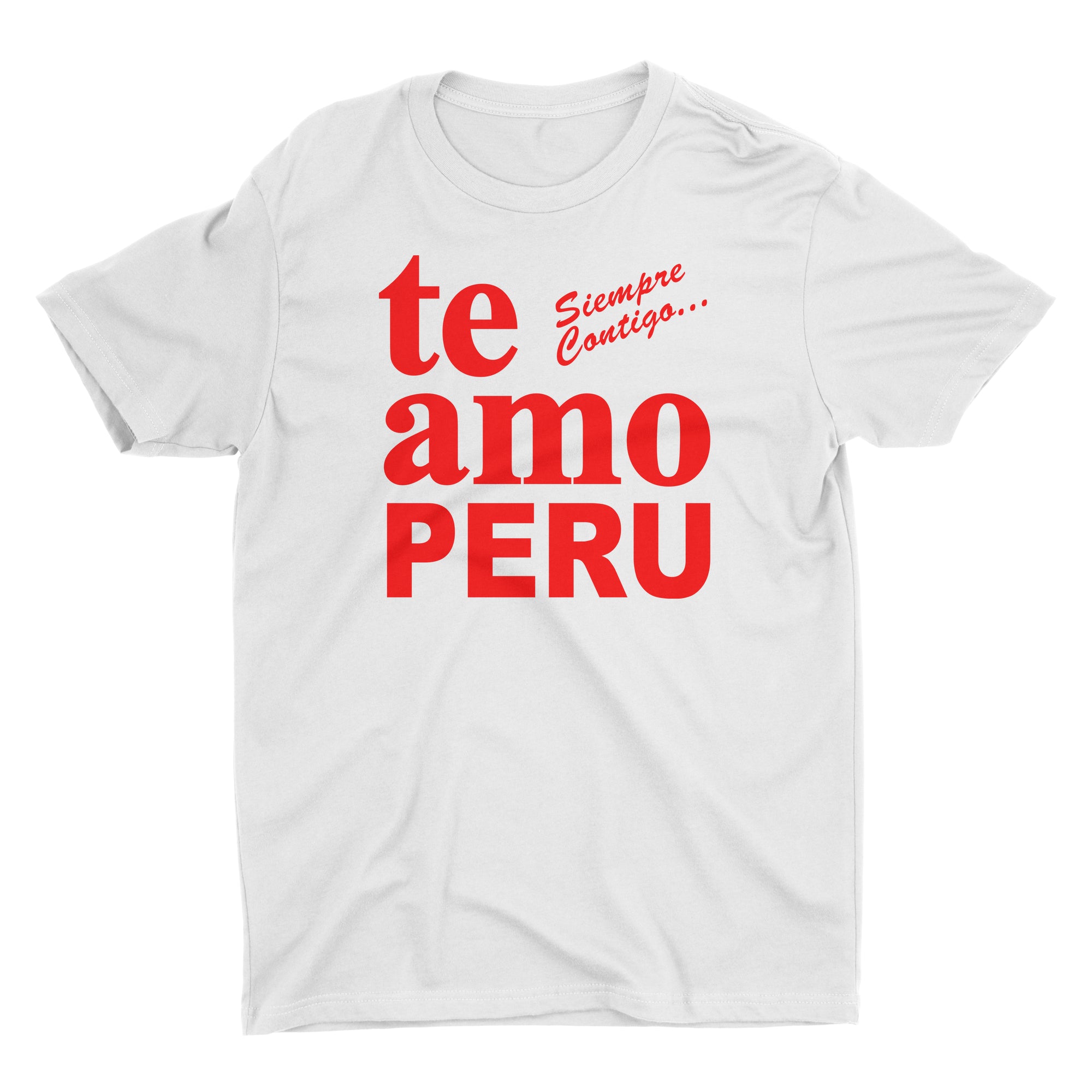 Te Amo Peru Siempre Contigo White Short Sleeve Crewneck T-Shirt for Men